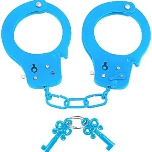 Manette in metallo robusto color azzurro, Neon Handcuffs