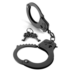 Manette in metallo nero robusto  Metal Handcuffs